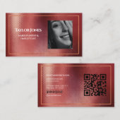Carte De Visite Elégant Rose Gold QR code maquillage cheveux beaut (Devant / Derrière)