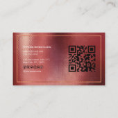 Carte De Visite Elégant Rose Gold QR code maquillage cheveux beaut (Dos)