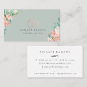 Carte De Visite Élégant Rose Gold Rings Floral (Devant / Derrière)