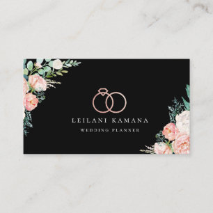 Carte De Visite Élégant Rose Gold Rings Floral