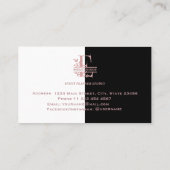 Carte De Visite Élégant Rose Gold Split Custom Monogramme Lettre E (Dos)
