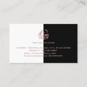 Carte De Visite Élégant Rose Gold Split Custom Monogramme Lettre G (Dos)