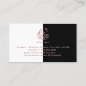 Carte De Visite Élégant Rose Gold Split Personnalisé Monogramme Le (Dos)