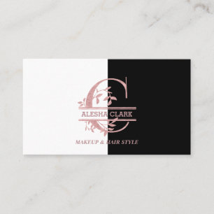 Carte De Visite Élégant Rose Gold Split Personnalisé Monogramme Le