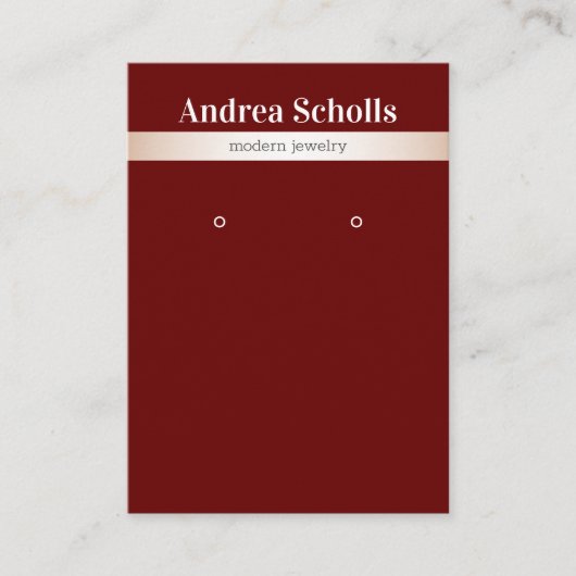 Carte De Visite Élégant Rose Gold Striped Bijoux Écran d'oreille (Devant)