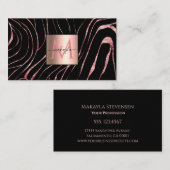 Carte De Visite Élégant Rose Gold Tiger rayé noir (Devant / Derrière)