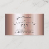 Carte De Visite Élégant Rose Golden Silver Ornate Corners Initiale (Dos)