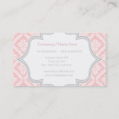 Carte De Visite Élégant rose, gris, ivoire damassé modèle monogram (Dos)