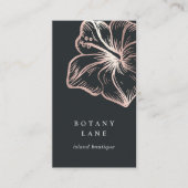 Carte De Visite Élégant Rose Hibiscus Or Fleur Vertical (Devant)