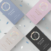 Carte De Visite Élégant rose Holographique Script Beauté