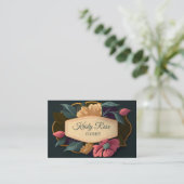 Carte De Visite Élégant rose jaune Fleur vert or (Debout devant)