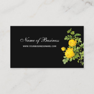 Carte De Visite Élégant Rose jaune Floral professionnel Noir