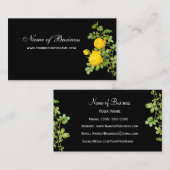 Carte De Visite Élégant Rose jaune Floral professionnel Noir (Devant / Derrière)