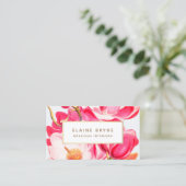 Carte De Visite Elégant rose Magnolia Aquarelle Florale (Debout devant)