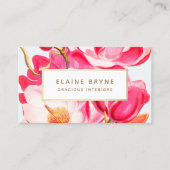 Carte De Visite Elégant rose Magnolia Aquarelle Florale (Devant)