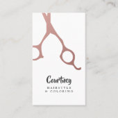 Carte De Visite Elégant Rose moderne Ciseaux d'or Ciseaux de cheve (Devant)