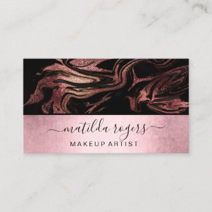 Carte De Visite Élégant rose moderne en cuivre marbre noir doré