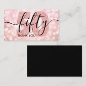 Carte De Visite Élégant Rose moderne Gold 50th Birthday Merci (Devant / Derrière)