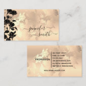 Carte De Visite Élégant Rose moderne Gold Black Flowers Beaux (Devant / Derrière)