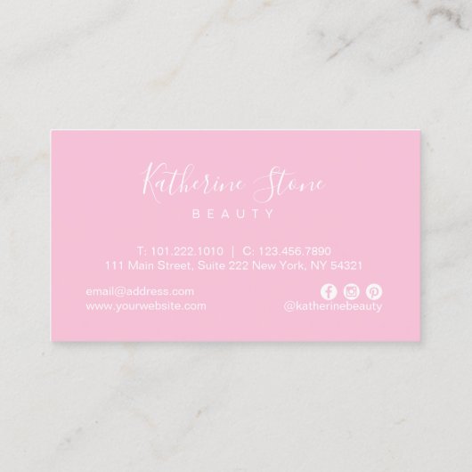 Carte De Visite Elégant rose moderne or parties scintillant rose b (Dos)