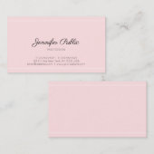 Carte De Visite Élégant rose moderne Script professionnel Plain Lu (Devant / Derrière)
