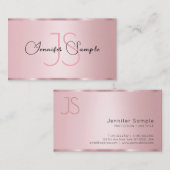 Carte De Visite Élégant Rose Monogramme Or Typographie moderne (Devant / Derrière)