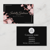 Carte De Visite Élégant Rose noir (Devant / Derrière)