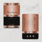 Carte De Visite Elégant Rose noir or avec diamants luxueux (Devant / Derrière)