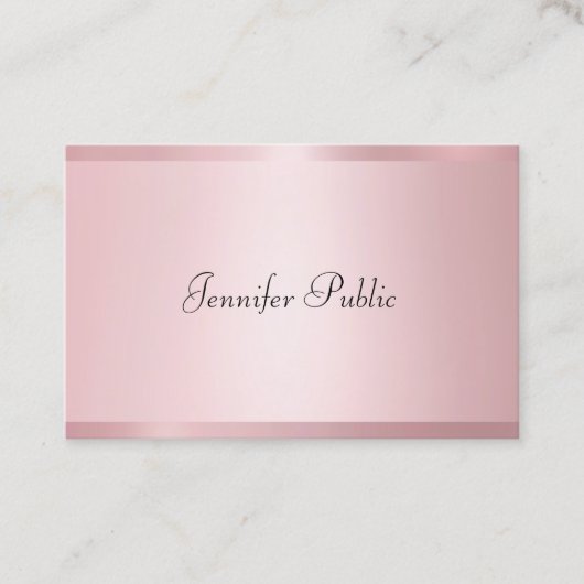 Carte De Visite Elégant Rose or couleur moderne manuscrit tendance (Devant)