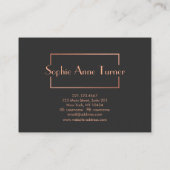 Carte De Visite Elégant Rose Or Frame Broken Cadre gris foncé (Dos)