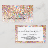 Carte De Visite Elégant Rose or Holographique Parties scintillant (Devant / Derrière)