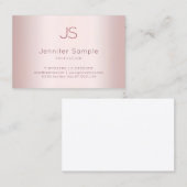 Carte De Visite Élégant Rose Or Moderne Monogramme Modèle propre (Devant / Derrière)