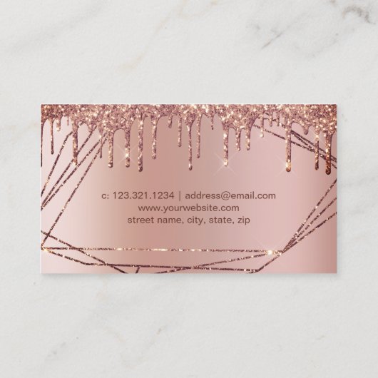 Carte De Visite Elégant rose or parties scintillant cadre clous mé (Dos)