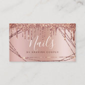 Carte De Visite Elégant rose or parties scintillant cadre clous mé (Devant)