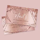 Carte De Visite Elégant rose or parties scintillant cadre clous mé