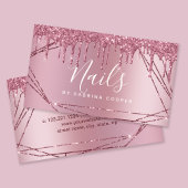 Carte De Visite Elégant rose or parties scintillant cadre clous mé