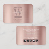 Carte De Visite Élégant Rose or rose monogramme médias sociaux icô (Devant / Derrière)