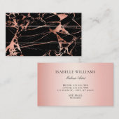 Carte De Visite Élégant Rose Or rose noir marbre Agate (Devant / Derrière)