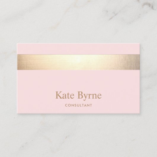 Carte De Visite Élégant rose Or Stripe (Devant)