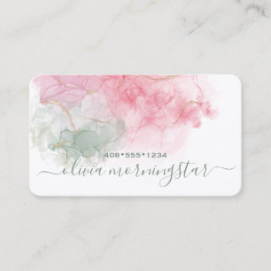 Carte De Visite Élégant Rose Pâle Dusty Sage Encre Alcoolique Entr