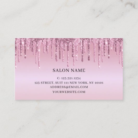 Carte De Visite Elégant rose parties scintillant en or ciseaux de (Dos)