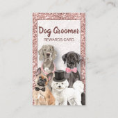 Carte De Visite Élégant Rose Parties scintillant or chien Grooming (Dos)