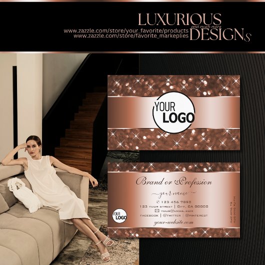 Carte De Visite Élégant Rose Parties scintillant or Étoiles étince