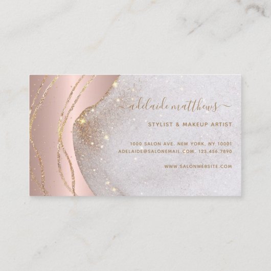 Carte De Visite Élégant Rose Parties scintillant or Signature Scri (Dos)