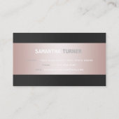 Carte De Visite Élégant rose rayures noir Monogramme professionnel (Dos)