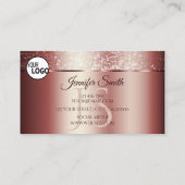 Carte De Visite Élégant Rose Red Sparkle Parties scintillant Logo  (Dos)