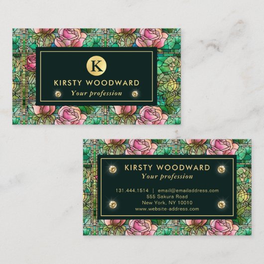 Carte De Visite Élégant Rose Rose Faux Motif en verre tendu (Devant / Derrière)