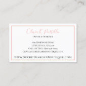 Carte De Visite Élégant rose rose floral Roses Moderne Chic Simple (Dos)