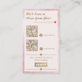 Carte De Visite Elégant Rose Rose Gold Coeur QR Code Merci (Dos)