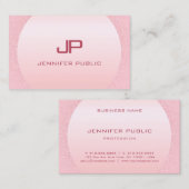 Carte De Visite Élégant rose rose moderne Monogramme or (Devant / Derrière)